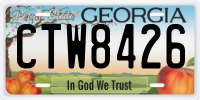 GA license plate CTW8426