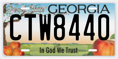 GA license plate CTW8440