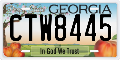 GA license plate CTW8445
