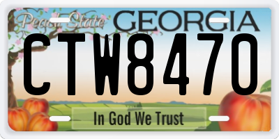 GA license plate CTW8470