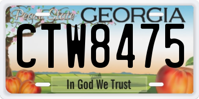 GA license plate CTW8475