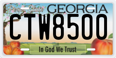 GA license plate CTW8500
