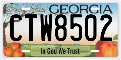 GA license plate CTW8502