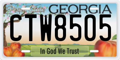 GA license plate CTW8505