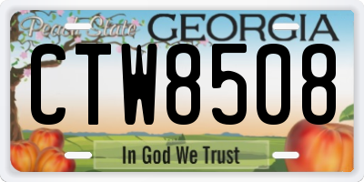 GA license plate CTW8508