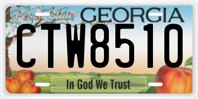 GA license plate CTW8510