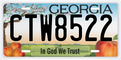 GA license plate CTW8522