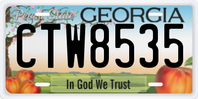 GA license plate CTW8535