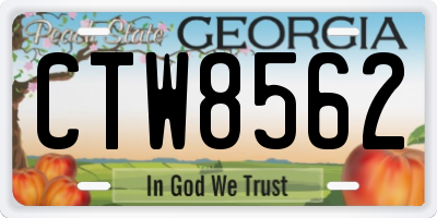 GA license plate CTW8562