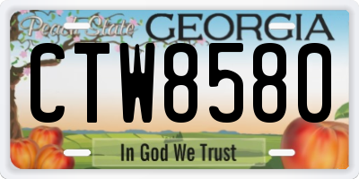 GA license plate CTW8580