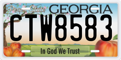 GA license plate CTW8583