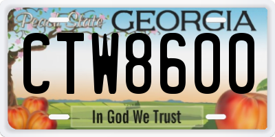GA license plate CTW8600