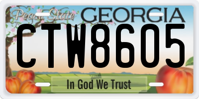 GA license plate CTW8605