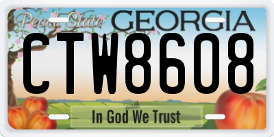 GA license plate CTW8608