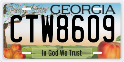 GA license plate CTW8609