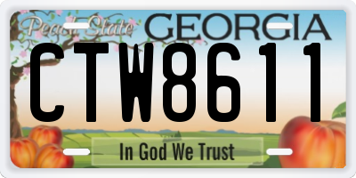 GA license plate CTW8611