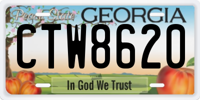 GA license plate CTW8620