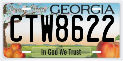 GA license plate CTW8622