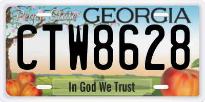 GA license plate CTW8628