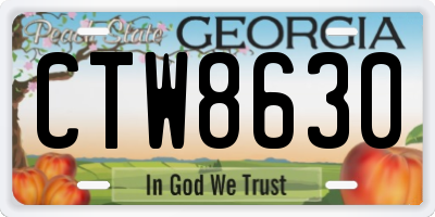 GA license plate CTW8630