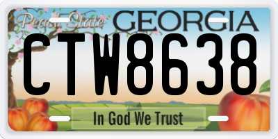 GA license plate CTW8638
