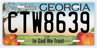 GA license plate CTW8639