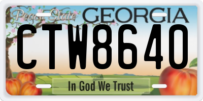 GA license plate CTW8640