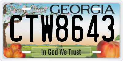 GA license plate CTW8643