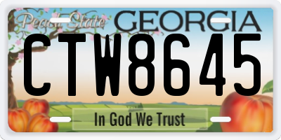 GA license plate CTW8645