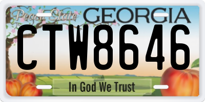 GA license plate CTW8646