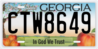 GA license plate CTW8649