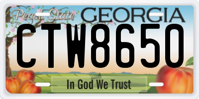 GA license plate CTW8650