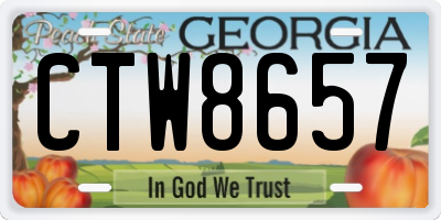 GA license plate CTW8657