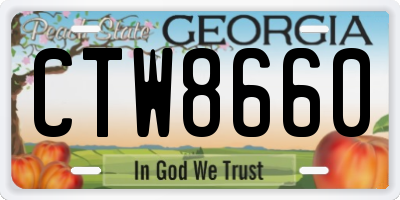 GA license plate CTW8660