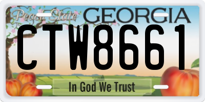 GA license plate CTW8661
