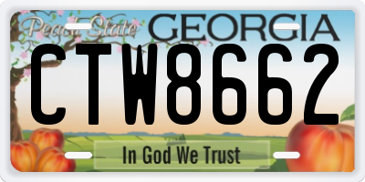 GA license plate CTW8662