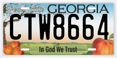 GA license plate CTW8664