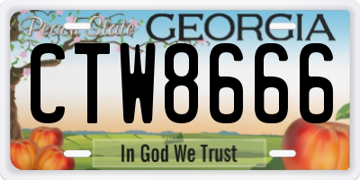 GA license plate CTW8666