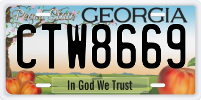 GA license plate CTW8669