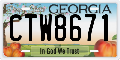 GA license plate CTW8671