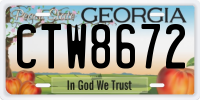 GA license plate CTW8672