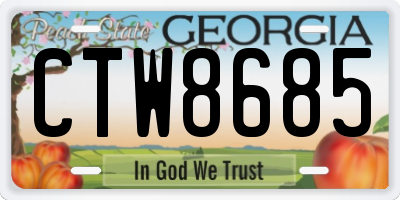 GA license plate CTW8685