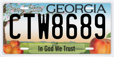 GA license plate CTW8689