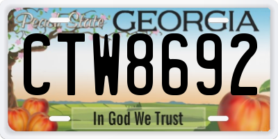 GA license plate CTW8692