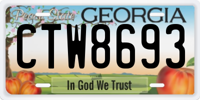 GA license plate CTW8693