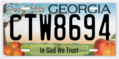 GA license plate CTW8694