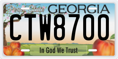GA license plate CTW8700