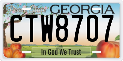 GA license plate CTW8707