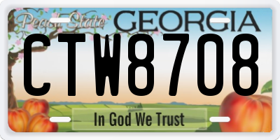 GA license plate CTW8708