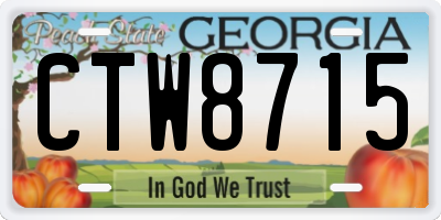 GA license plate CTW8715